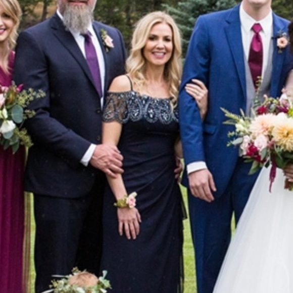 Xscape Beaded Cape Dress 2P - Picture 6 of 6